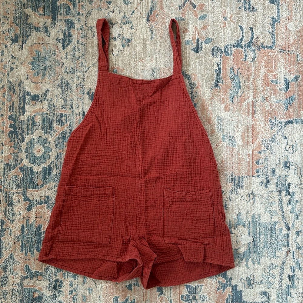 Red Cotton Romper